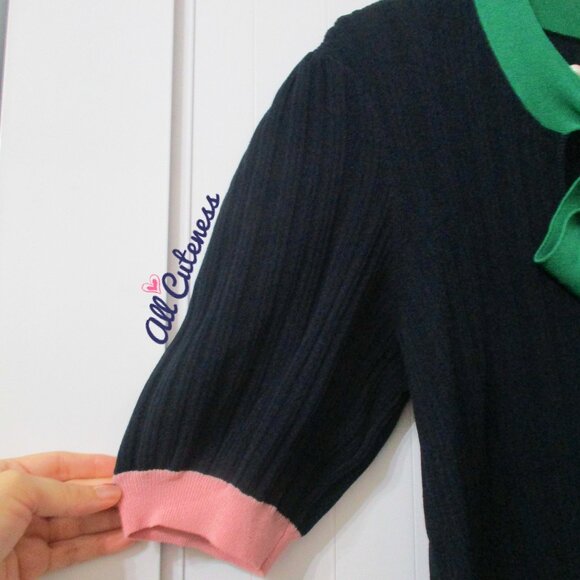 Kate Spade Navy Colorblock Short Sleeve Sweater Top Size L - Picture 6 of 10